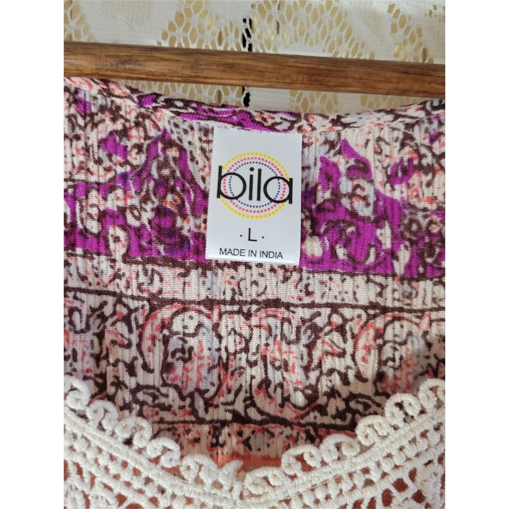 Bila Asymmetrical Dress with Pink and Purple Patterns - Picture 2 of 6